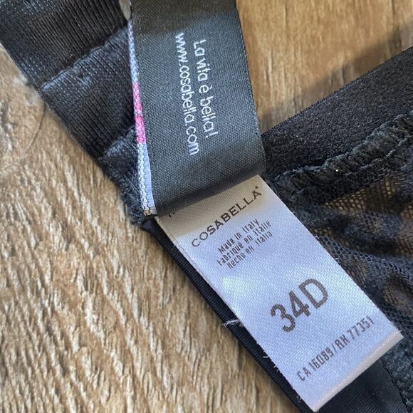 Cosabella Black Cut Velvet & Nude Mesh Fishnet Pattern Underwire Bra - Picture 4 of 5